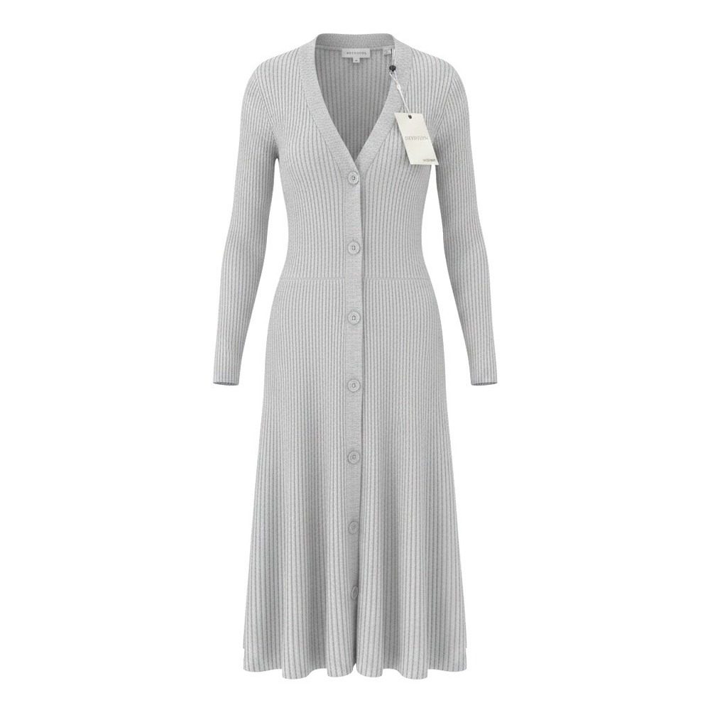 NWT Devotion by Cyrus Silver Heather Grey Ribbed Knit Button Front Midi Dress S